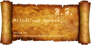Miltényi Henrik névjegykártya